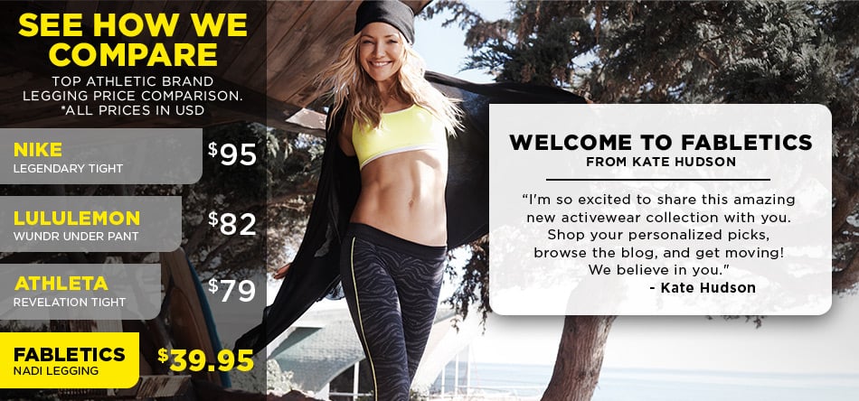 Fabletics Womens Sportswear Activewear and Workout Kate Hudson
