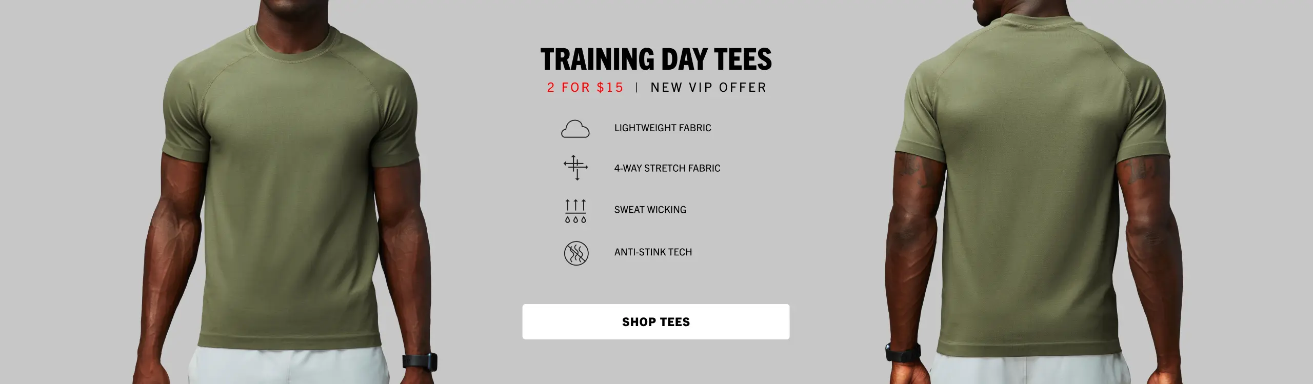 Training day tees starting at $15 when you check out as a new VIP member.