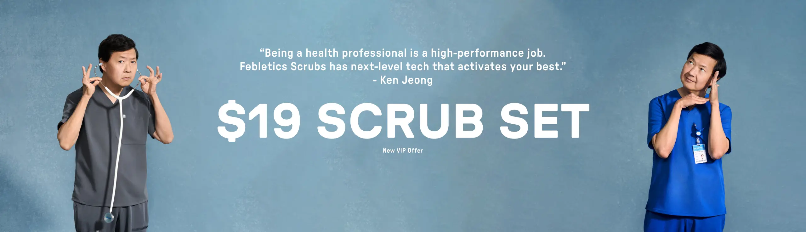 Ken Jeong for Fabletics Scrubs. Get a $19 scrub set when you join as a New VIP member.  Click to unlock offer.