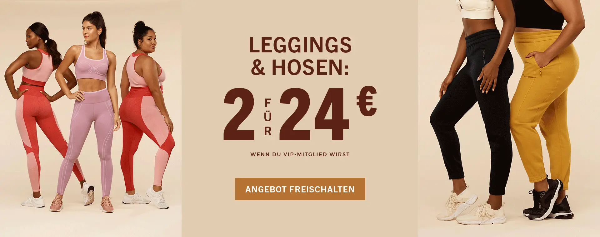 2 für 24€ auf Leggings & Hosen & 50% Rabatt auf Alles für neue VIP Mitglieder (nicht auf Sets)