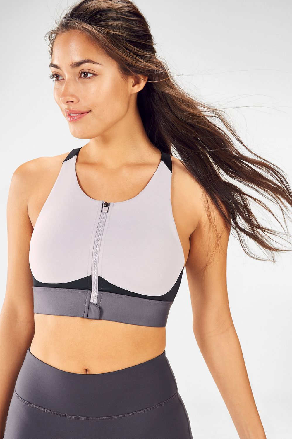 high impact sports bra front zip