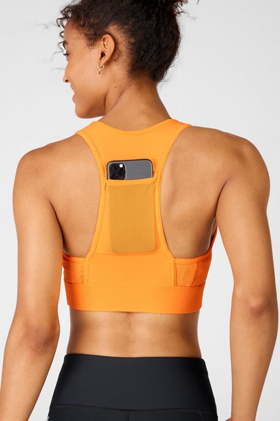 Fabletics On-the-Go Medium-Impact Sports Bra Womens orange plus Size 4X