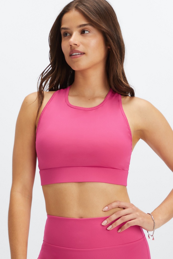 NWT £64 Fabletics Trinity High Impact Sports Bra in Pink Rouge Size S Small