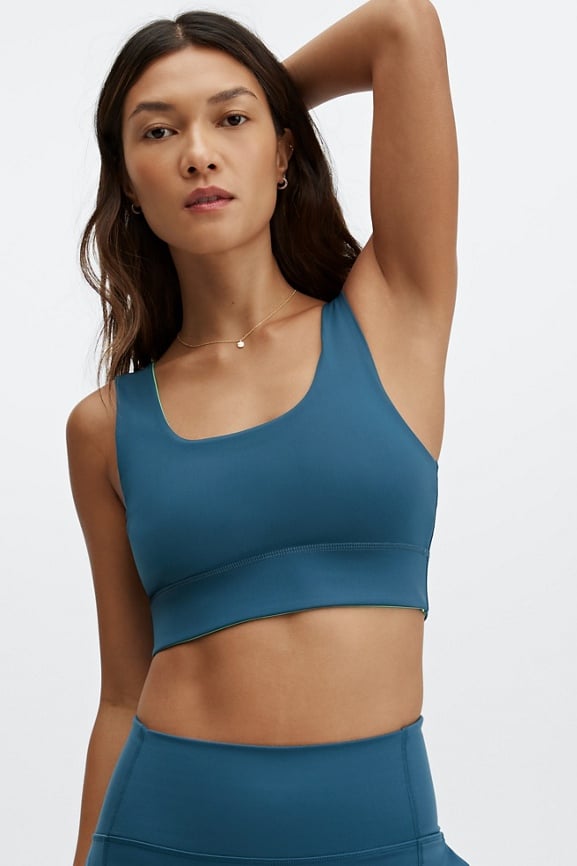 Fabletics Harlow One Shoulder Reversible Sports Bra Womens Chill