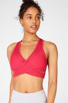 Fabletics Faye White High Impact Strappy Sports Bra Size Medium Mesh  Overlay