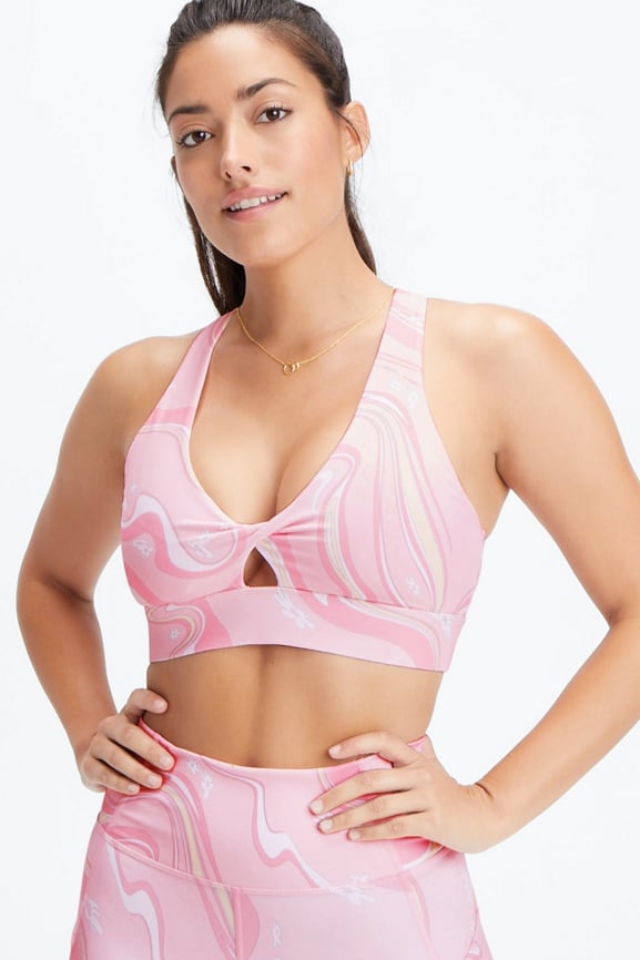 Fabletics High Support Grey and Pink Sports Bra- Size S