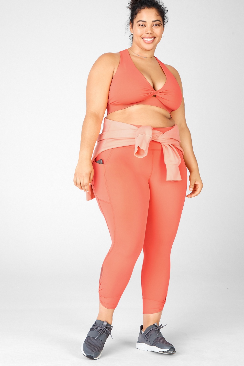 Fabletics Oasis Twist Sports Bra Womens Coral Haze plus Size 4X