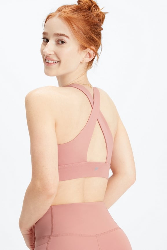 NEW Fabletics twist-front sports bra in shade 'Marina' / Women's
