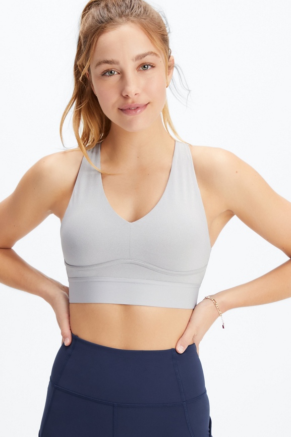 Fabletics All Day Every Day Sports Bra Grey Racerback Size Extra Small