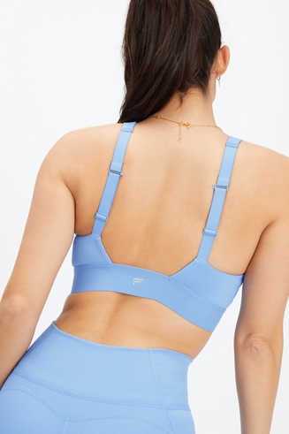 Fabletics White Stretch Wide Strap All Day Every Day Sports Bra
