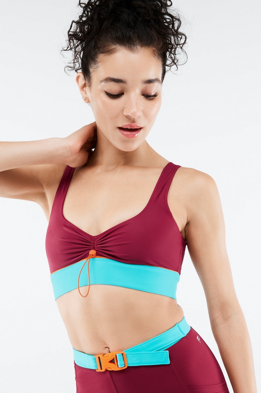 Color Block Crop Top Seamless Strappy Sports Bra  Seamless sports bra,  Medium support sports bra, Sports bra