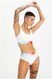 Fabletics Poppy Seamless Rainbow Pride Layered Sports Bra Activewear Womens  L 