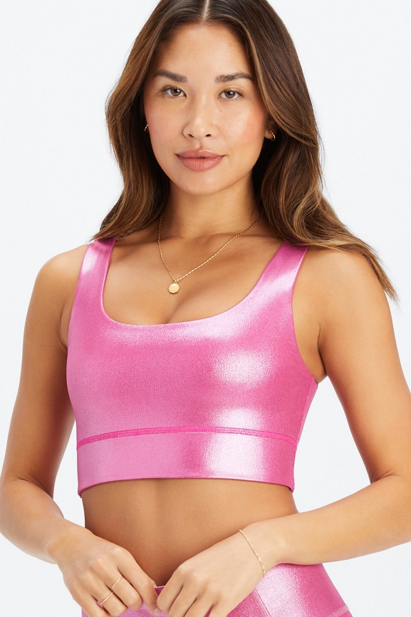 Women's Fabletics Kessler Medium Impact Sports Bra Size Peach Pink