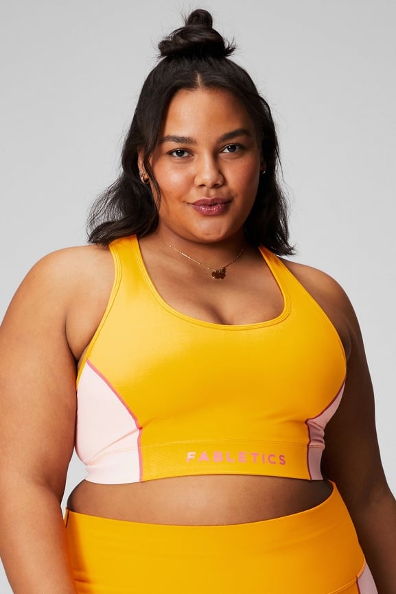 Fabletics Aja Shine High Impact Sports Bra Womens yellow plus Size 3X