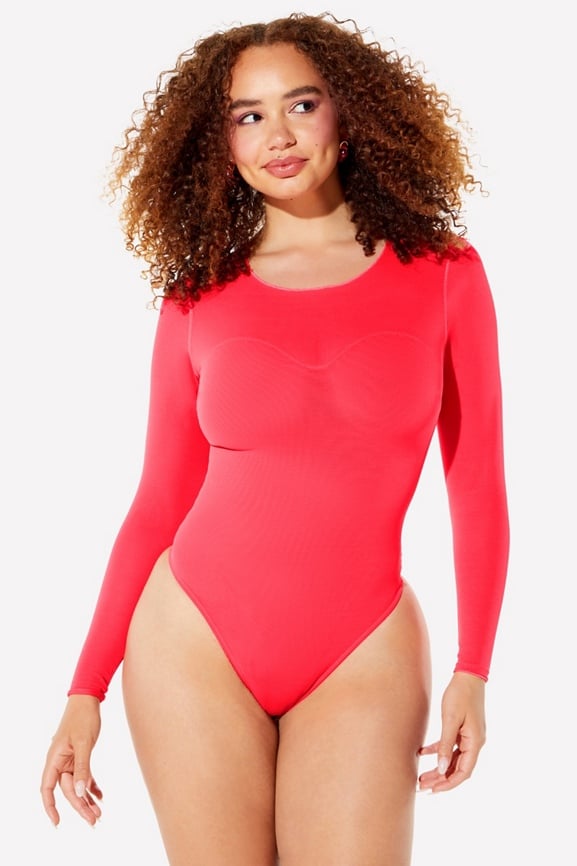 Mesh Me Smoothing Sleeved Thong Bodysuit - Fabletics