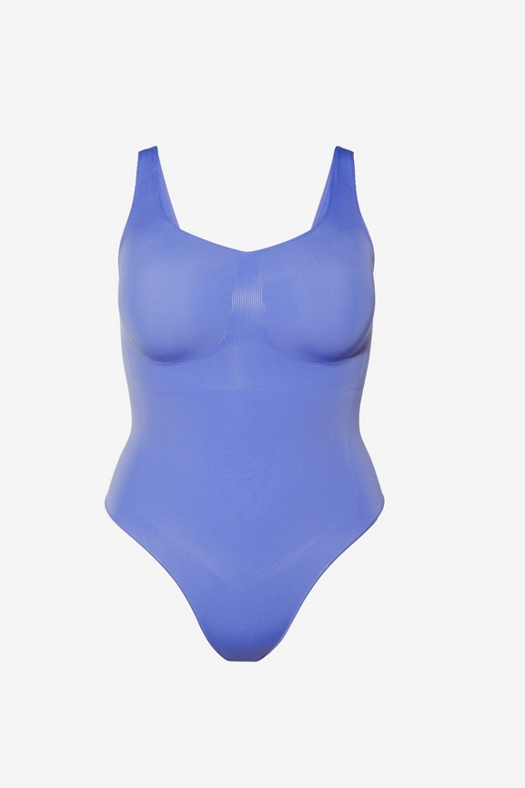 Lane Bryant Blue Plunge Neckline Thong Microfiber Bodysuit Plus