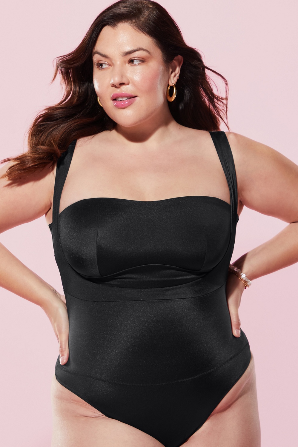 Fabletics Headliner Shaping Open Bust Thong Bodysuit Womens plus Size