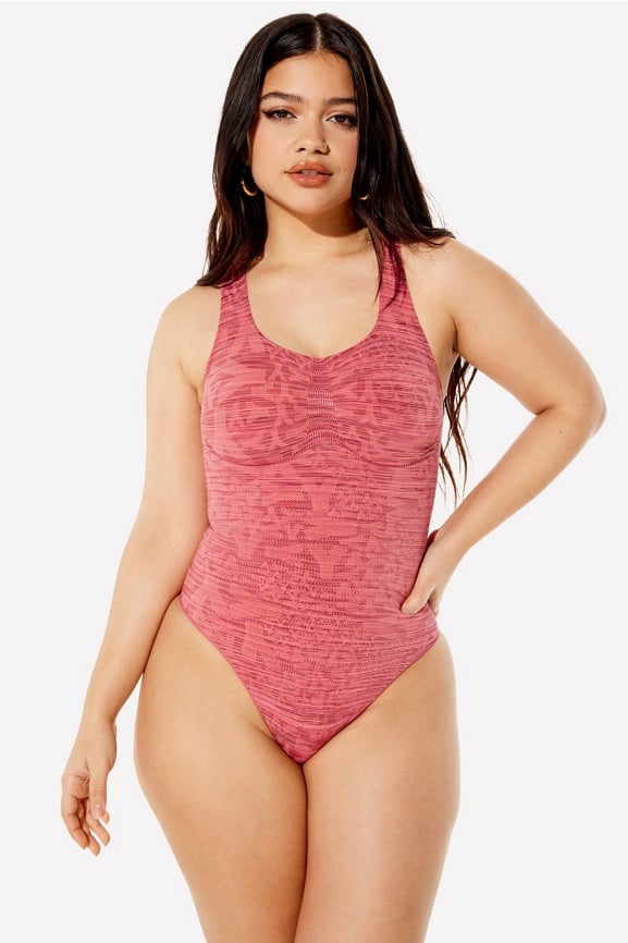 Nearly Naked Shaping Jacquard Thong Bodysuit