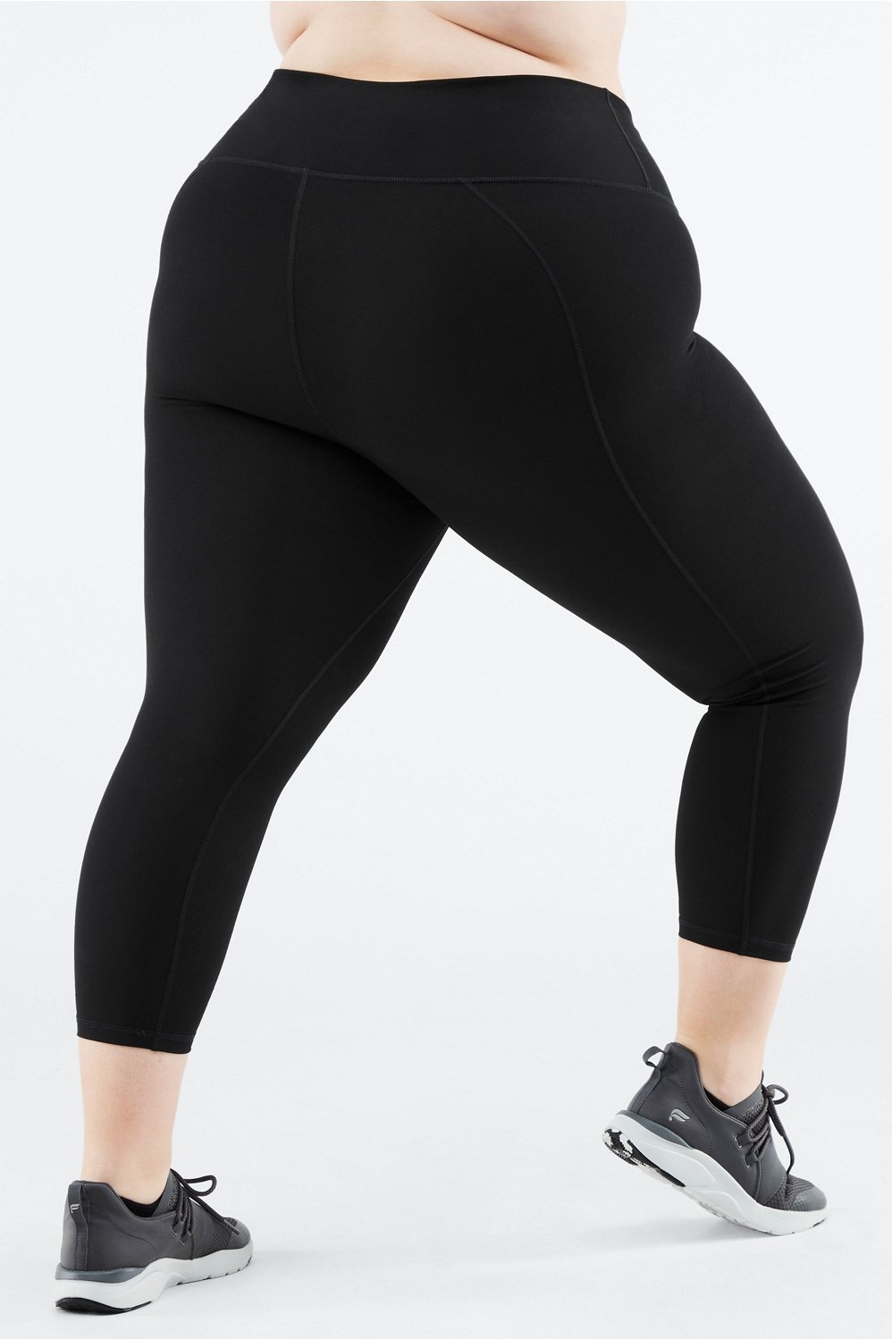 Women's Spalding Stripe High-Waisted Capri Leggings Deep Black Combo 