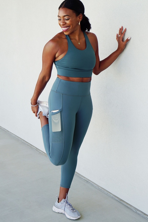 Fabletics Capri Pants Women's Small S Blue Yoga Leggings Logo Athleisure  Sports