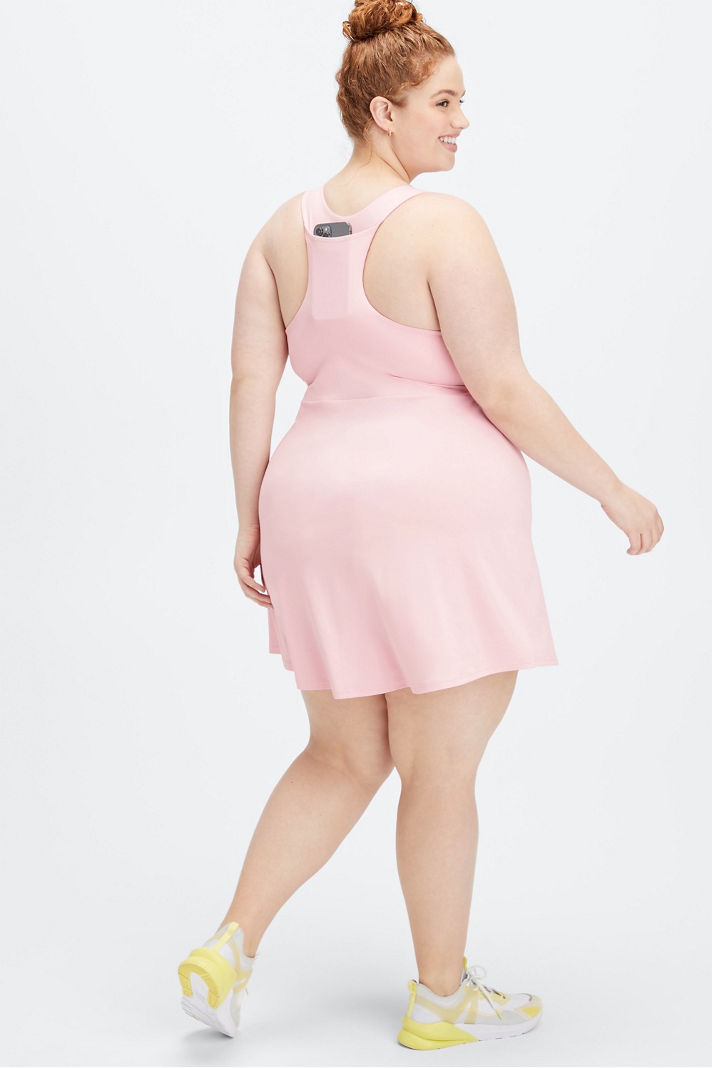 Fabletics NWT Hot Pink Strappy Sport Mini Jersey Dress $90 Fitted