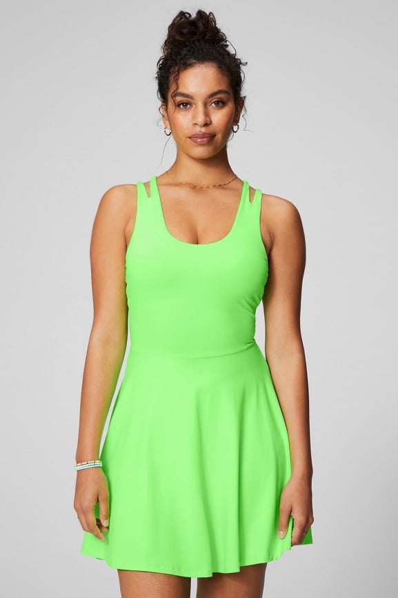 Neon green 2025 skater dress