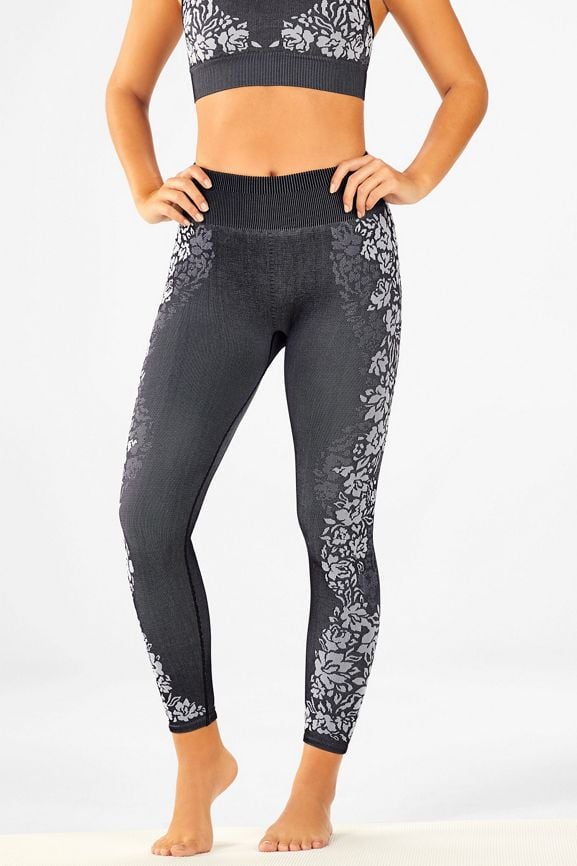 black floral workout leggings