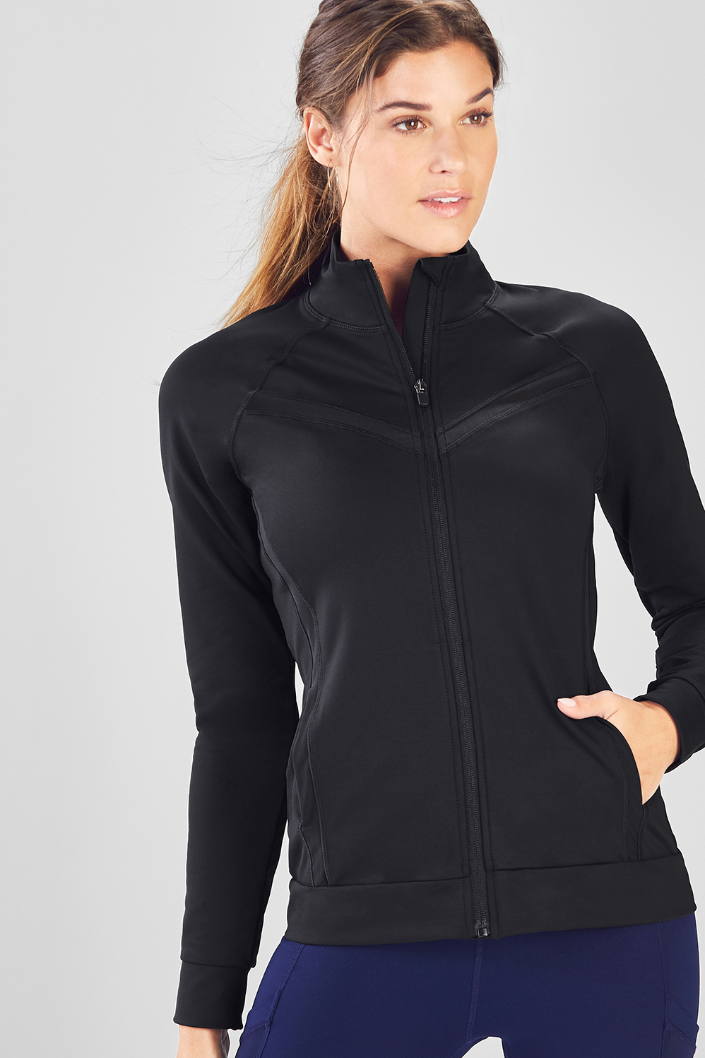 black zip up active jacket