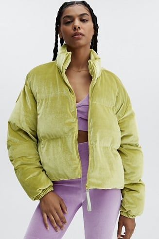 Wander Velour Cropped Puffer Jacket Fabletics