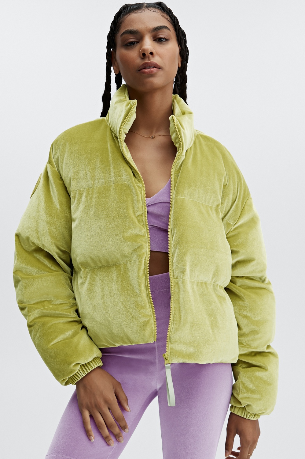 Wander Velour Cropped Puffer Jacket - Fabletics