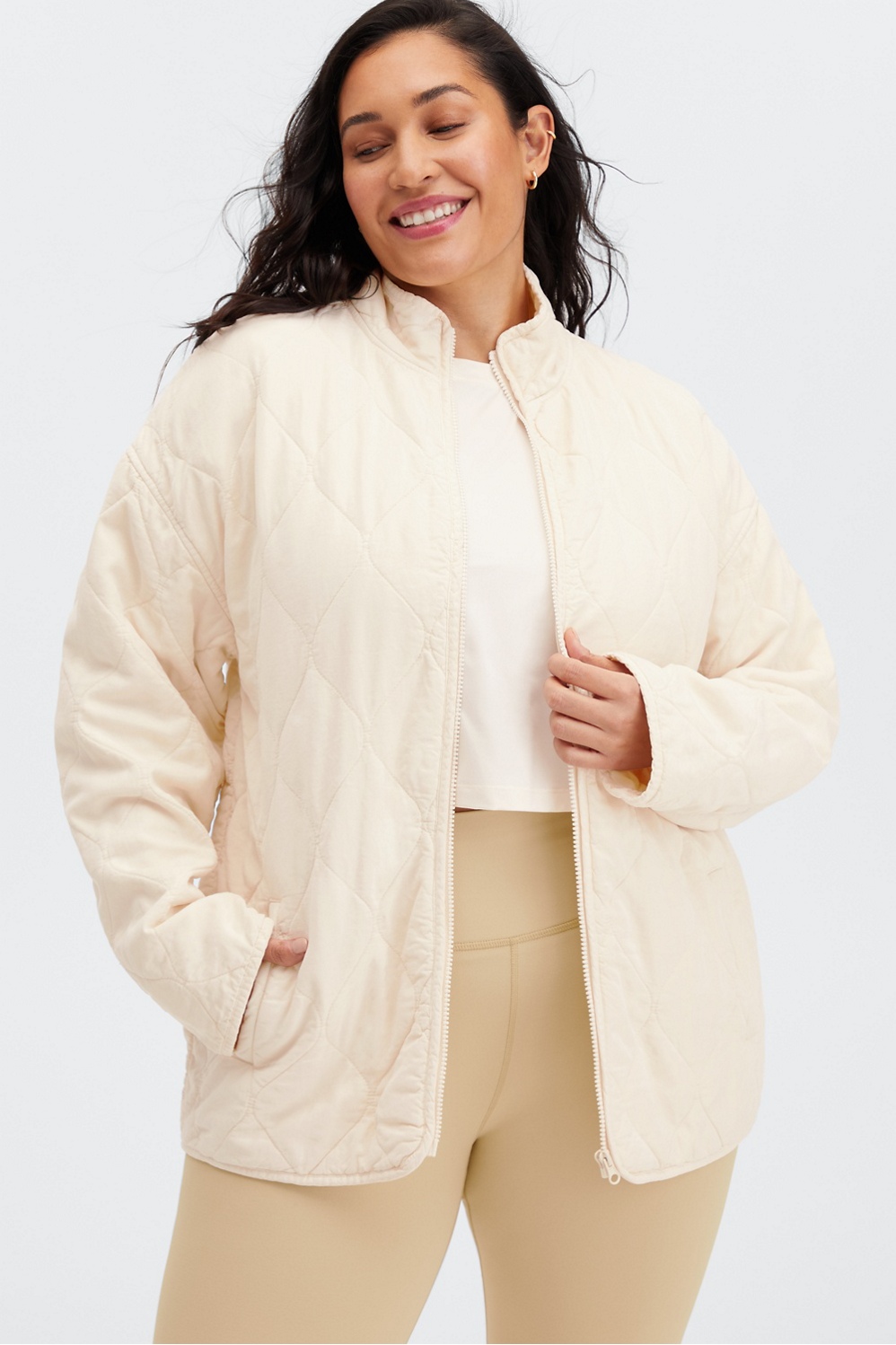 Ladies plus size quilted jackets best sale