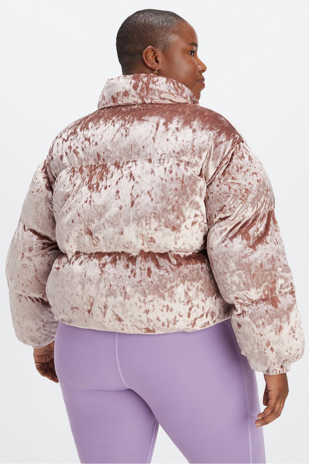 Fabletics, Jackets & Coats, Fabletics Womens Wander Crushed Velvet Velour  Cropped Puffer Jacket Coat Size M