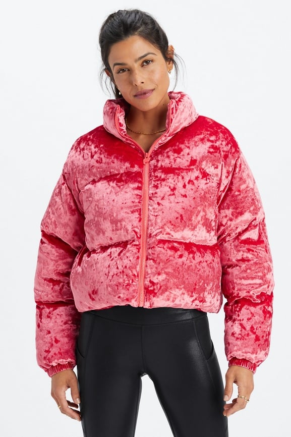 Wander Velour Cropped Puffer Jacket