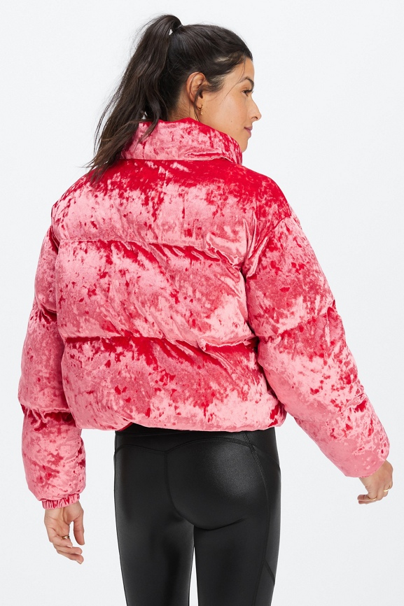 Wander Crushed Velour Cropped Puffer Jacket