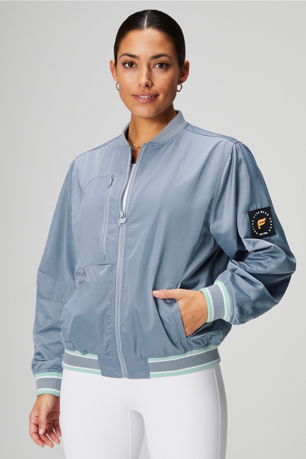 Satin Bomber Jacket - - Fabletics Canada