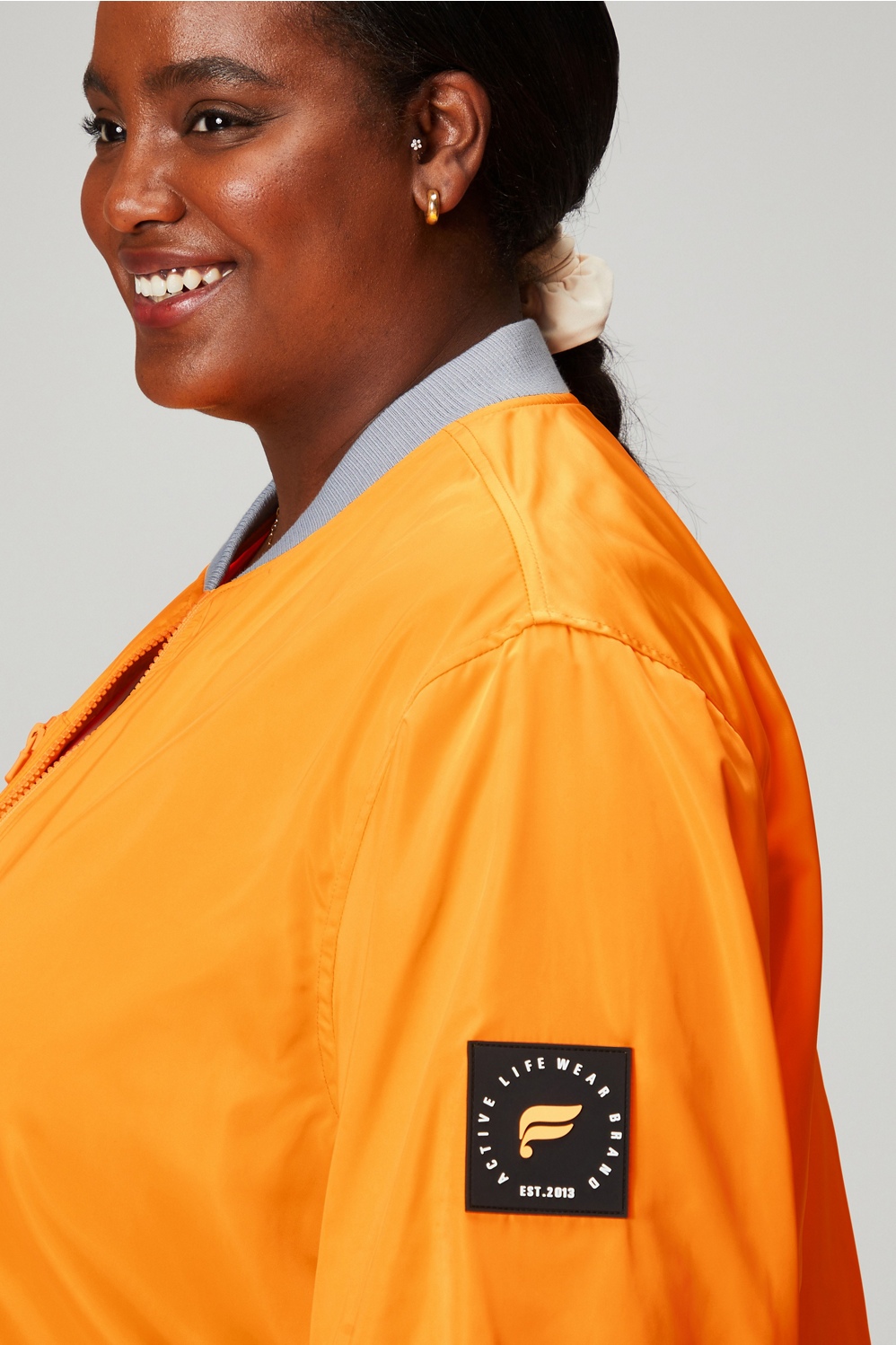 Orange satin hot sale bomber jacket