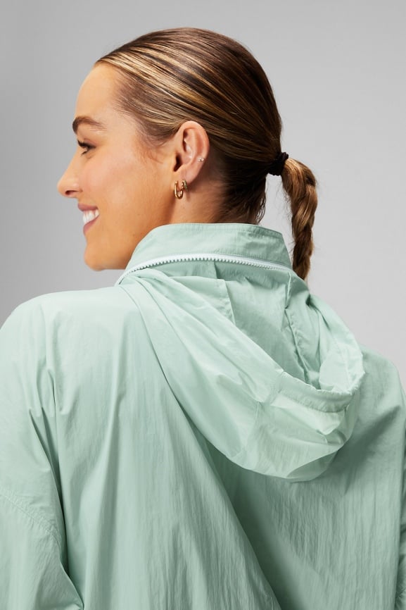 Fabletics Womens Jacket Sz XXL Active Wear Cream Color Vest Over Spotted  Jersey