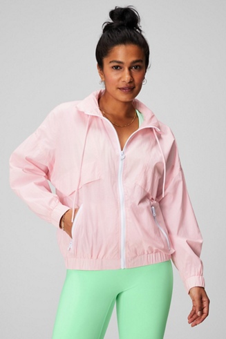 Fabletics Winnie Seamless Panel Track Jacket Womens Soft Heather Grey Multi  Size M