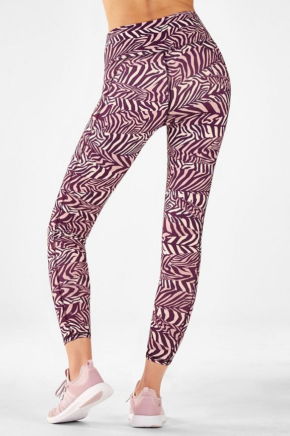 Fabletics Define High-Waisted 7/8 Powerhold Leggings, Purple White Plains