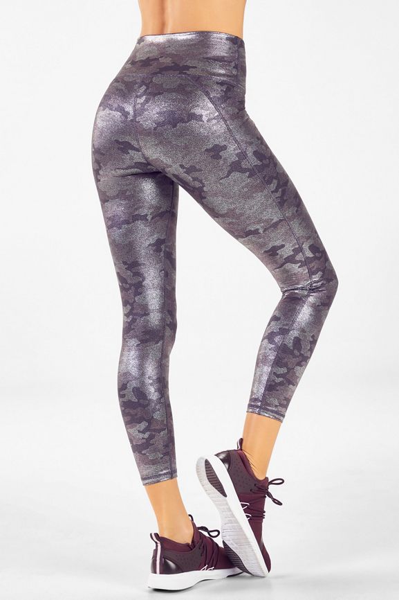 NWT Fabletics Mid-Rise Charcoal Camo Printed PowerHold Leggings Size XS/4