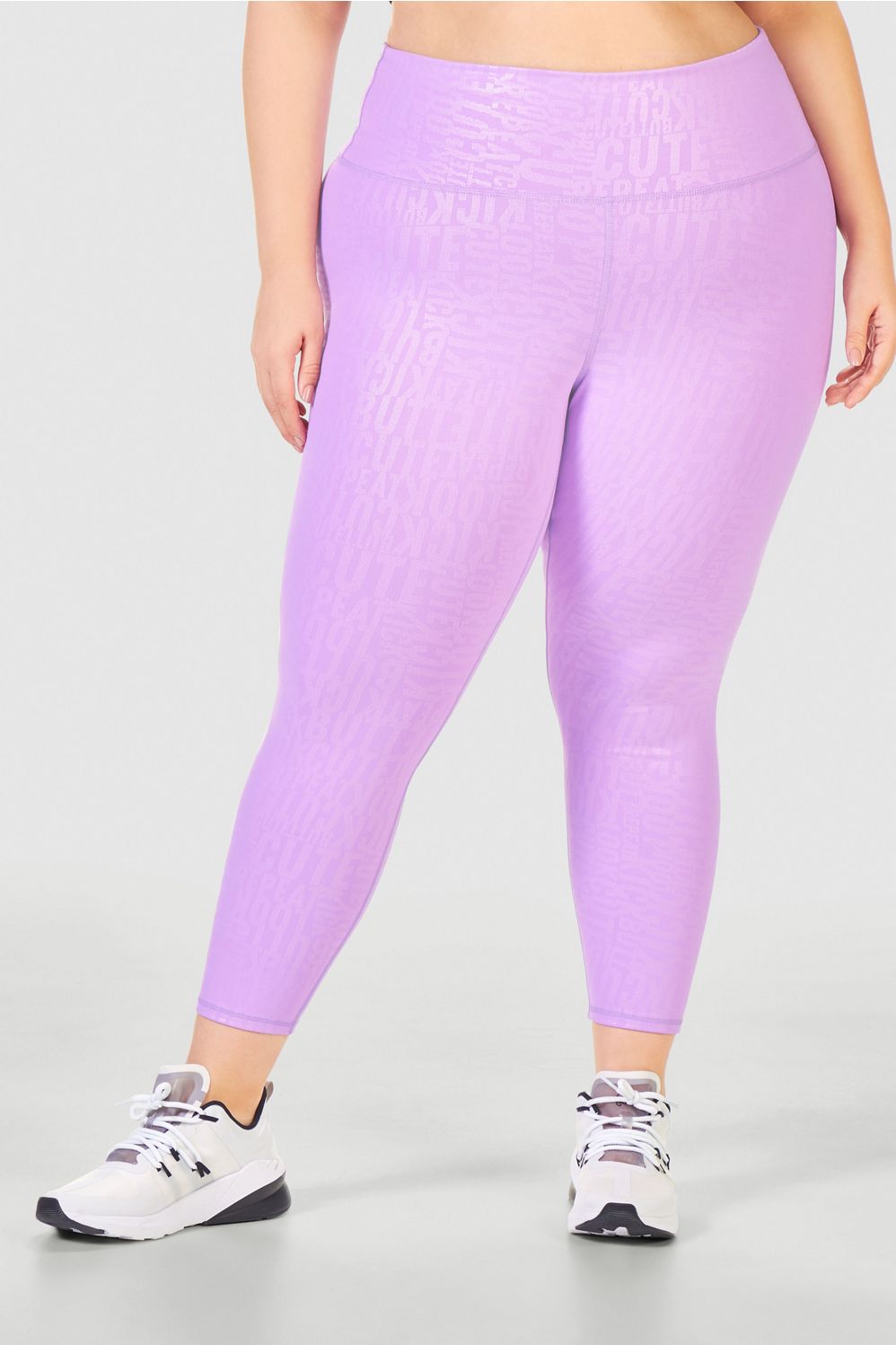 Fabletics Powerhold Leggings Purple Lavender Color Block Womens XS Fits  24x25