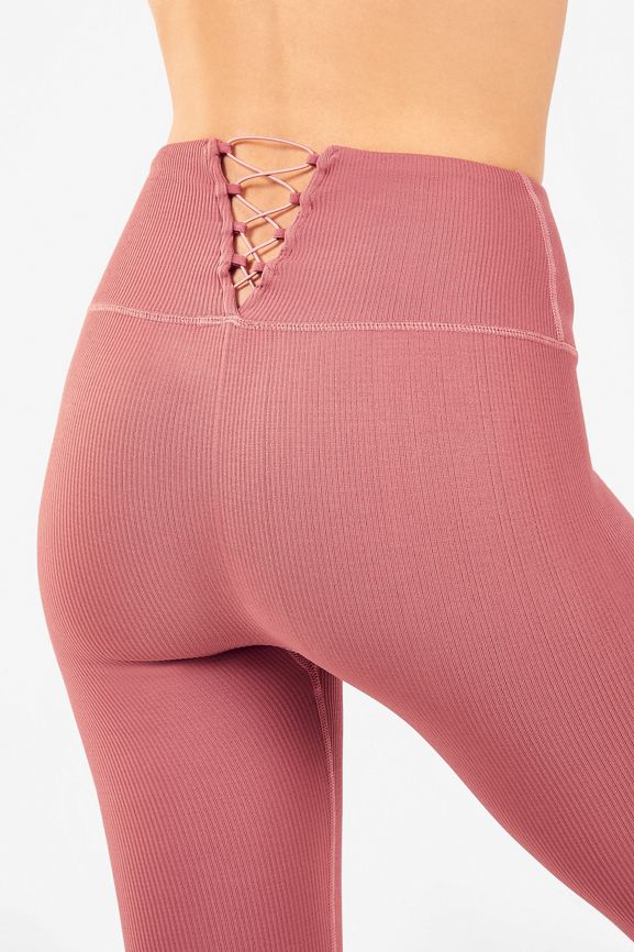 Lace-Up Ribbed Leggings