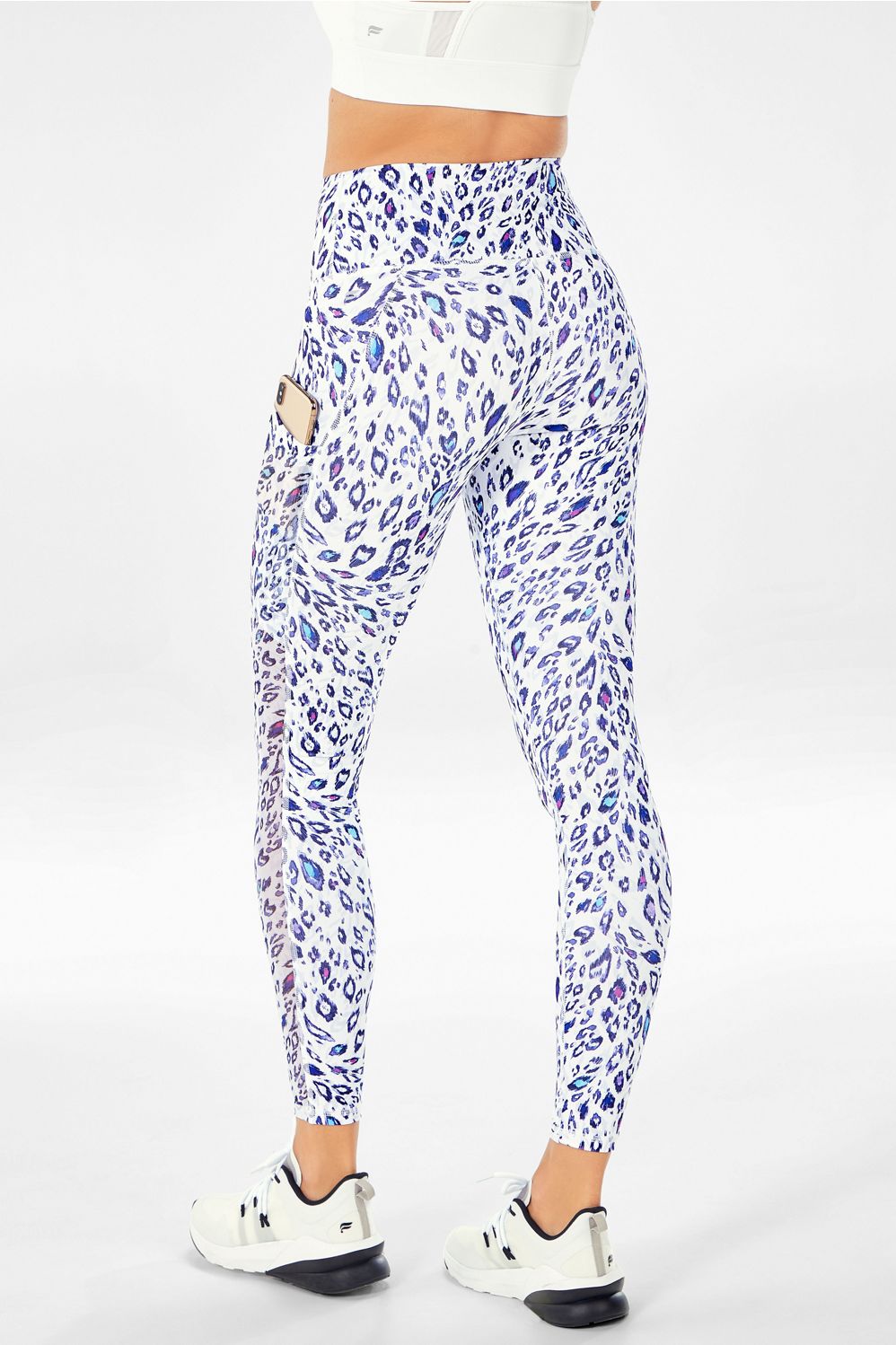 Mila High-Waisted Pocket Legging - White Glam Leopard