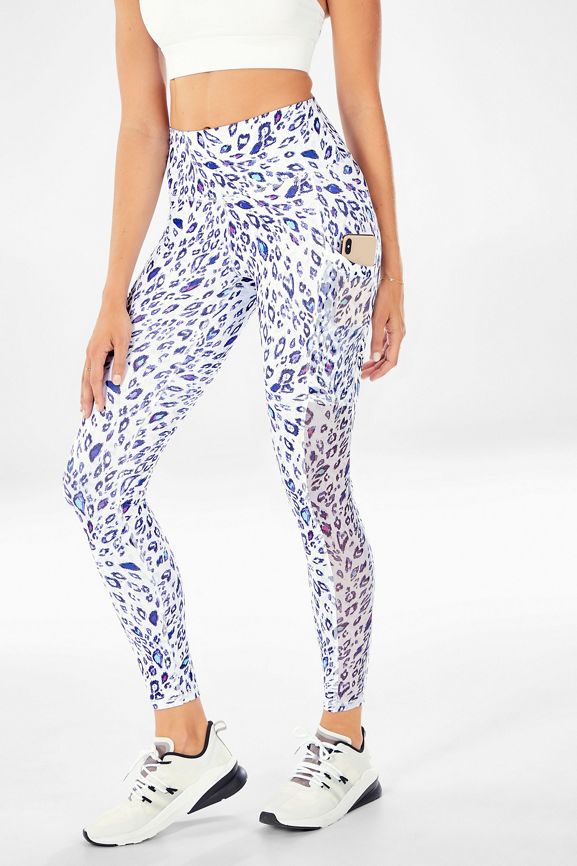 Fabletics High Waisted Powerhold Legging XS Tropical Floral White