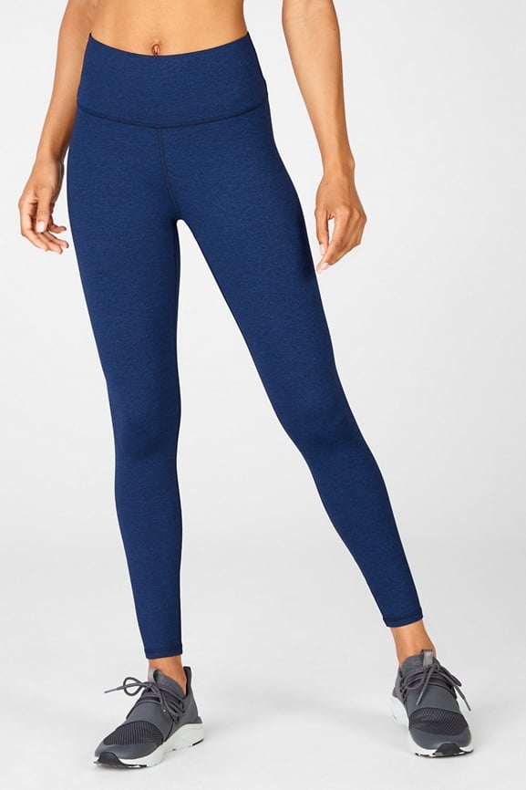 Heather Color Splicing High Waisted Scrunch Butt Leggings In BLUE