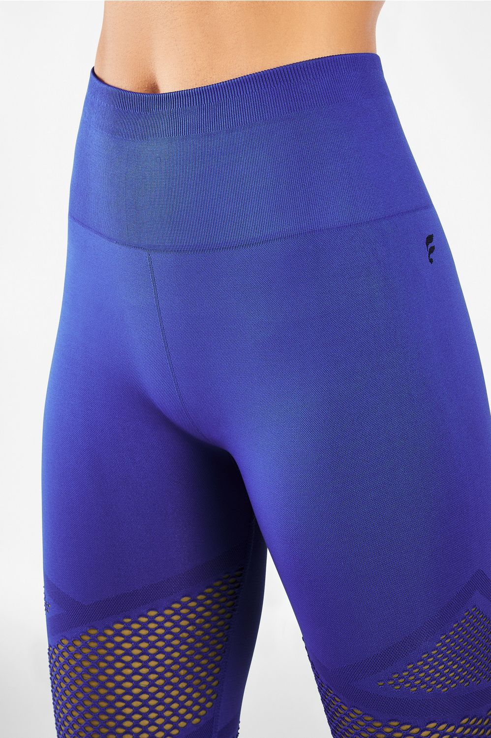 Fabletics Mosaic Perforated High-Waisted 7/8 Leggings Lapis Blue