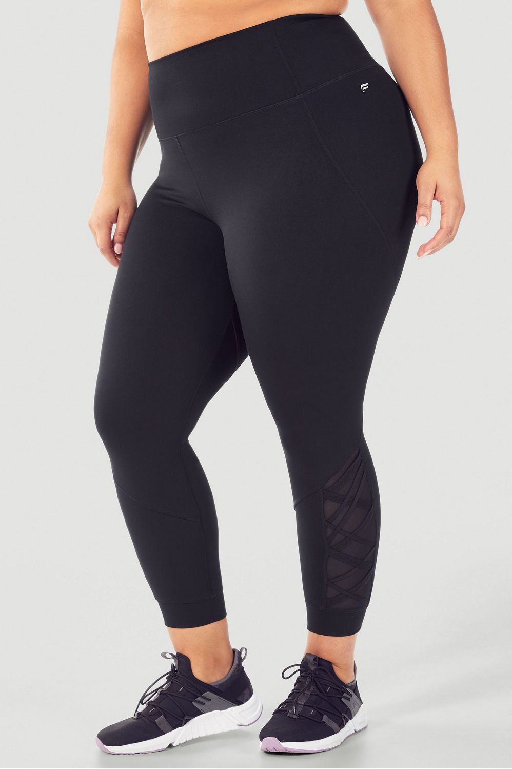 FABLETICS POWERHOLD DYNAMIC HIGH WAISTED LATTICE STRAPPY MESH 7/8 LEGGINGS  SMALL