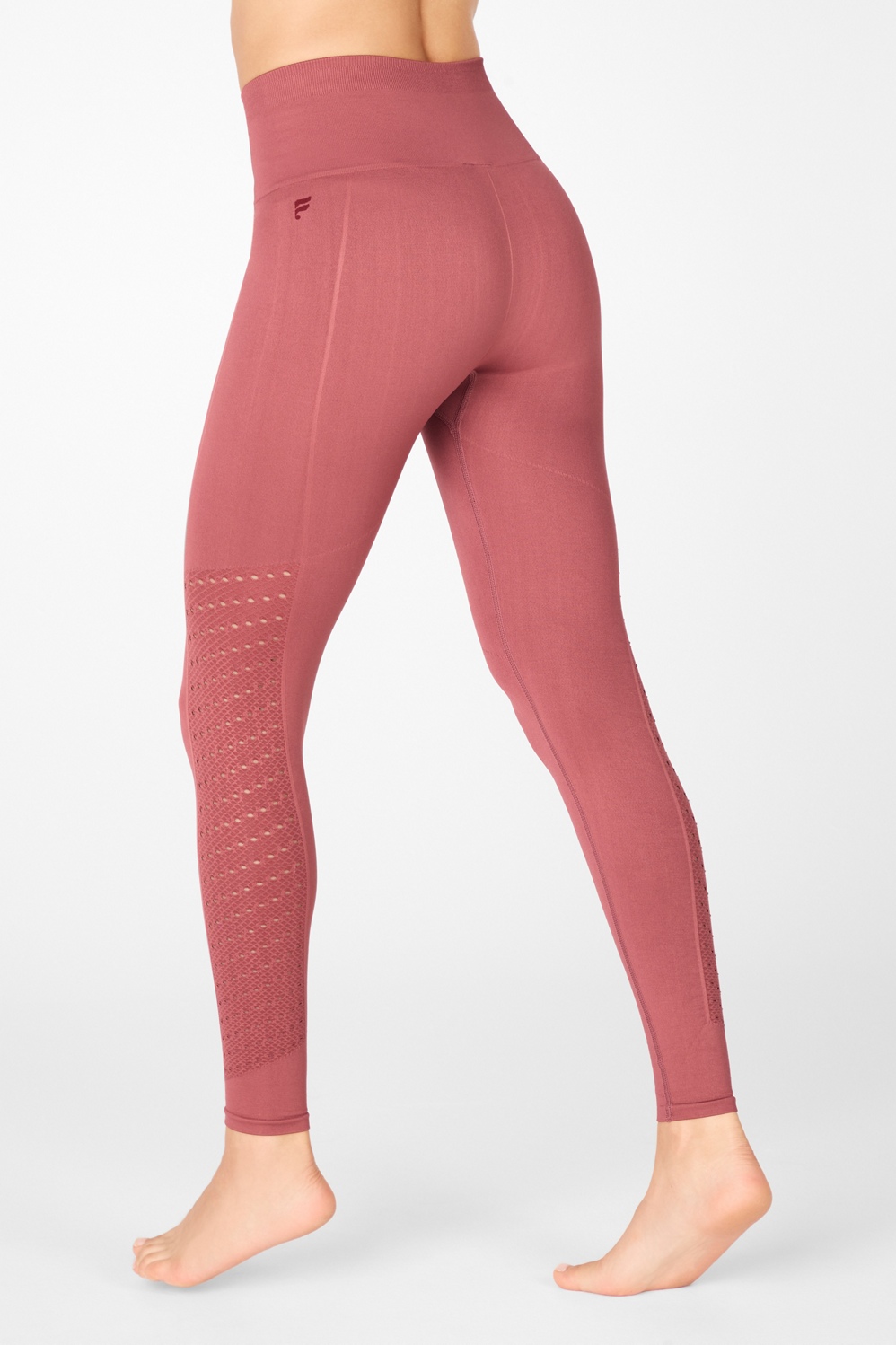 Fabletics Womens Sync High Waisted Perforated Pink 7/8 Leggings
