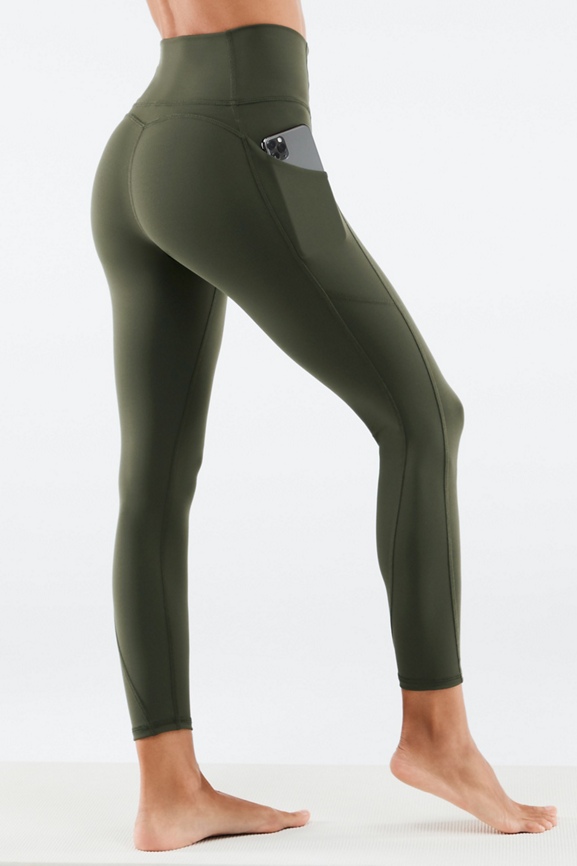 Fabletics, Pants & Jumpsuits, Fabletics Cashel Foldover Pureluxe High  Rise Ruched Cinched Leggings In Espresso