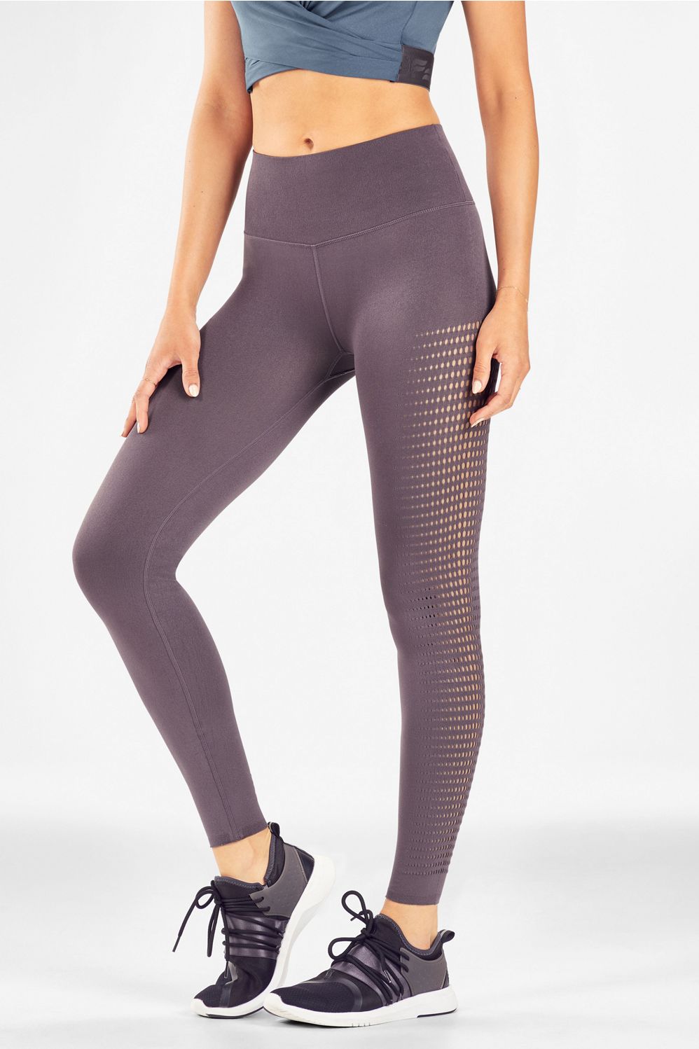 Fabletics High Waisted Sculptknit Cut-out Back Legging Smoke Opal Size  Small